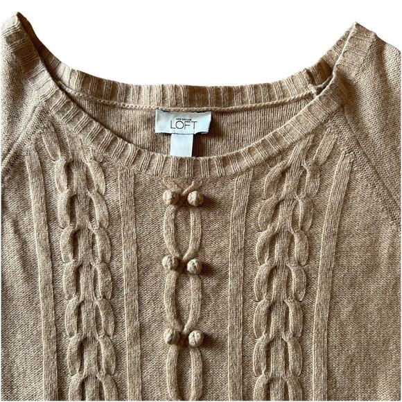 Ann Taylor Loft Cable Knit Short Sleeve Sweater Women's Size L Cashmere Wool - Picture 5 of 8